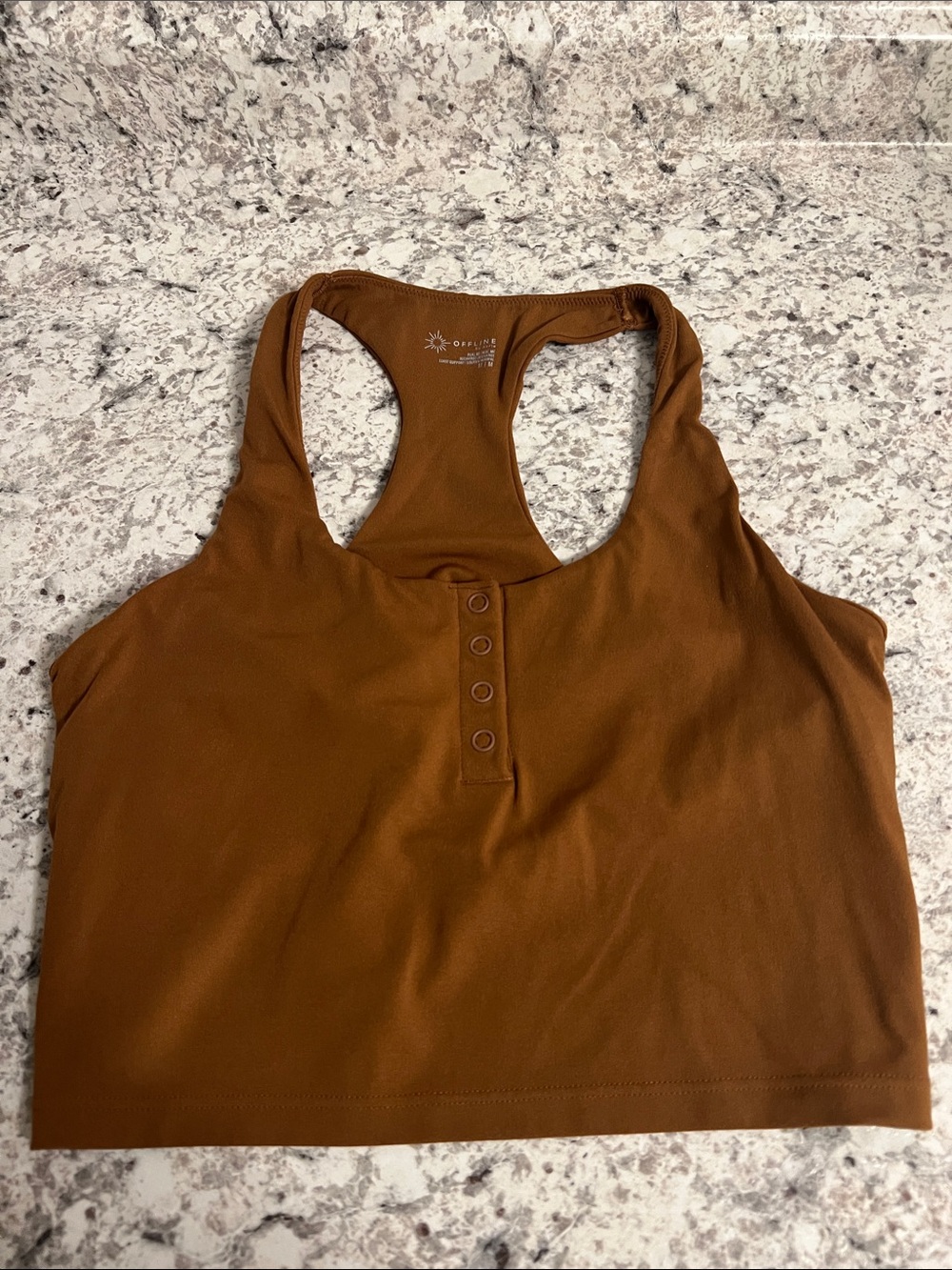 Offline Brown Racerback Snap-Front Sports Bra